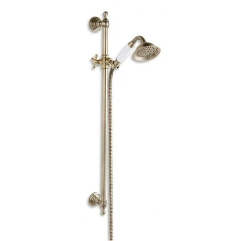 Retro Nostalgia Antique Brass Metal Plastic Shower Colum Set With Sliding Head 1 Retro Nostalgia Antique Brass Metal Plastic Shower Colum Set With Sliding Head