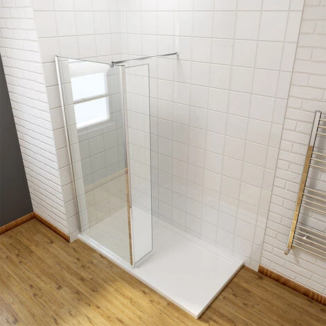 ELEGANT 1000mm Frameless Wet Room Shower Screen Panel 8mm Easy Clean Glass Walk In Shower Enclosure With 300mm Return Panel And Support Bar 2 ELEGANT 1000mm Frameless Wet Room Shower Screen Panel 8mm Easy Clean Glass Walk In Shower Enclosure With 300mm Return Panel And Support Bar - Image 2