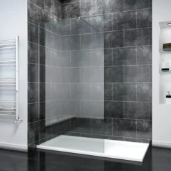 ELEGANT 900mm Walk In Wetroom Shower Enclosure 8mm Easy Clean Glass Frameless Shower Screen Panel Support Bar