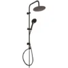 Black Manual Shower Column 3-function Showerhead With Round Sliding Rainfall