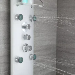 Milano Baya - Modern Exposed Thermostatic Shower Tower Panel With Rainfall Shower Head&44 Hand Shower Handset And Body Jets - Chrome -Bathroom Supplies Store 1302741 4