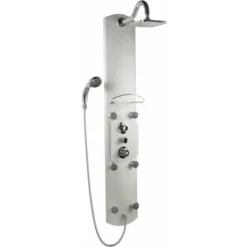 Milano Baya - Modern Exposed Aluminium Thermostatic Shower Tower Panel With Rainfall Shower Head&44 Hand Shower Handset And Body Jets - Chrome
