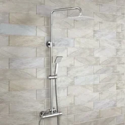 Rosa Dual Control Square Slim Head Thermostatic Shower Mixer & Easy Fitting Kit