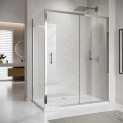 ELEGANT Sliding Shower Enclosure 1200 X 800 Mm 6mm Safety Glass Reversible Bathroom Cubicle Screen Door With Side Panel