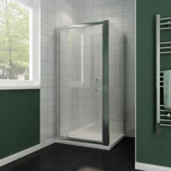 ELEGANT Pivot Hinge Shower Enclosure 700 X 700 Mm Reversible Safety Glass Shower Screen Cubicle With Side Panel