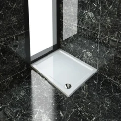 ELEGANT Rectangular 1000 X 800 X 40 Mm Stone Tray For Shower Enclosure Cubicle + Waste Trap