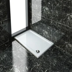 ELEGANT Rectangular 1200 X 700 X 40 Mm Stone Tray For Shower Enclosure Cubicle + Waste Trap