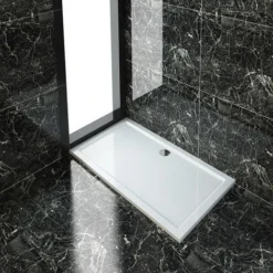 ELEGANT Rectangular 1400 X 800 X 40 Mm Stone Tray For Shower Enclosure Cubicle + Waste Trap
