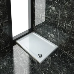ELEGANT Rectangular 1000 X 700 X 40 Mm Stone Tray For Shower Enclosure Cubicle + Waste Trap