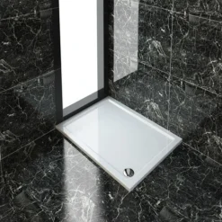 ELEGANT Rectangular 1200 X 900 X 40 Mm Stone Tray For Shower Enclosure Cubicle + Waste Trap
