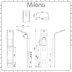 Milano Orton - Modern Thermostatic Shower Tower Panel With Rainfall Shower Head&44 Hand Shower Handset And Body Jets – Black -Bathroom Supplies Store 15473851 5