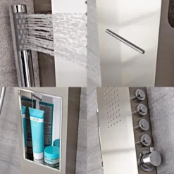 Milano Vista - Modern Shower Tower Panel With Rainfall Shower Head&44 Hand Shower Handset&44 Body Jet And Waterblade Function – Chrome -Bathroom Supplies Store 15474183 3