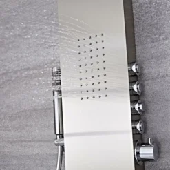 Milano Vista - Modern Shower Tower Panel With Rainfall Shower Head&44 Hand Shower Handset&44 Body Jet And Waterblade Function – Chrome -Bathroom Supplies Store 15474183 4