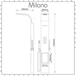Milano Vista - Modern Shower Tower Panel With Rainfall Shower Head&44 Hand Shower Handset&44 Body Jet And Waterblade Function – Chrome -Bathroom Supplies Store 15474183 5