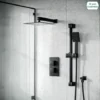 Matt Black Rainfall Shower Head With Hand Held And Thermostatic Valve Temel