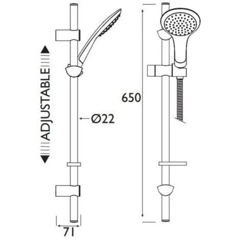 Bristan Evo Adjustable Shower Rail Kit Single Function Handset With 2000mm Hose - Chrome 2 Bristan Evo Adjustable Shower Rail Kit Single Function Handset With 2000mm Hose - Chrome - Image 2