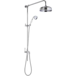 Hudson Reed Victorian Grand Shower Riser Kit With Diverter With Fixed Shower Head And Handset - Chrome