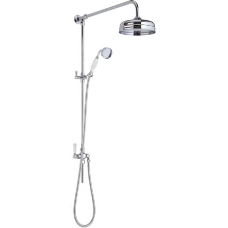 Hudson Reed Victorian Grand Shower Riser Kit With Diverter With Fixed Shower Head And Handset - Chrome 1 Hudson Reed Victorian Grand Shower Riser Kit With Diverter With Fixed Shower Head And Handset - Chrome