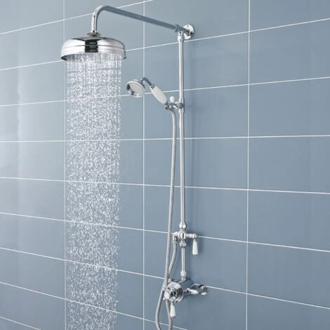 Hudson Reed Victorian Grand Shower Riser Kit With Diverter With Fixed Shower Head And Handset - Chrome 3 Hudson Reed Victorian Grand Shower Riser Kit With Diverter With Fixed Shower Head And Handset - Chrome - Image 3