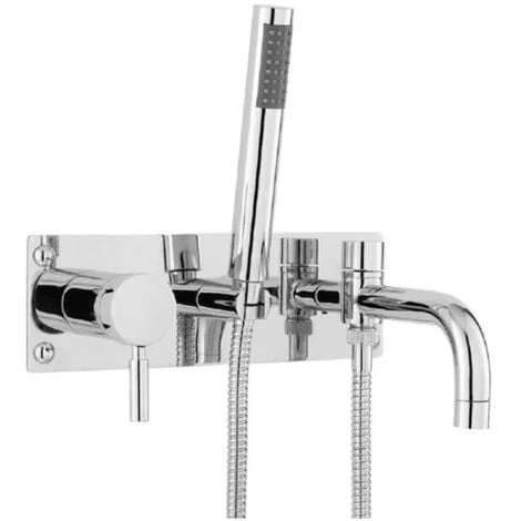 Hudson Reed Tec Single Lever 2-Hole Bath Shower Mixer Tap Wall Mounted - Chrome 1 Hudson Reed Tec Single Lever 2-Hole Bath Shower Mixer Tap Wall Mounted - Chrome