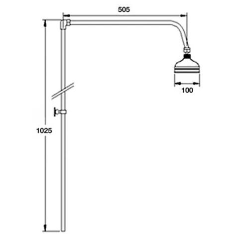 Nuie Beaumont Traditional Shower Riser Kit 4 Inch Fixed Head - Chrome 2 Nuie Beaumont Traditional Shower Riser Kit 4 Inch Fixed Head - Chrome - Image 2