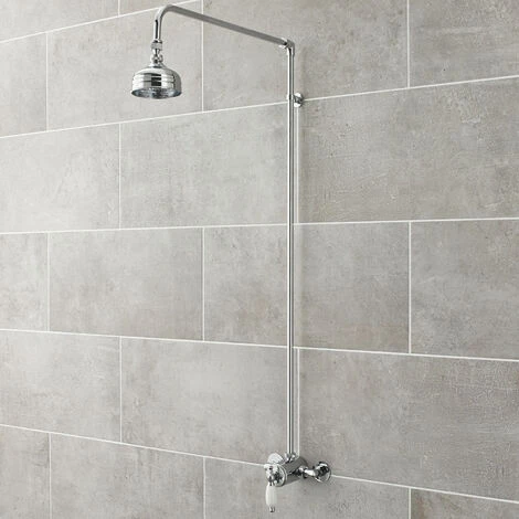 Nuie Beaumont Traditional Shower Riser Kit 4 Inch Fixed Head - Chrome 3 Nuie Beaumont Traditional Shower Riser Kit 4 Inch Fixed Head - Chrome - Image 3