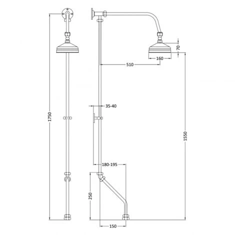 Nuie Specialist Bath Shower Mixer Shower Riser Kit 4 Inch Fixed Head - Chrome 2 Nuie Specialist Bath Shower Mixer Shower Riser Kit 4 Inch Fixed Head - Chrome - Image 2
