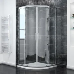 ELEGANT Quadrant Shower Enclosure 6mm Tempered Sliding Glass Cubicle Door 800 X 800 Mm With Tray
