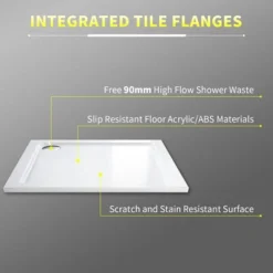ELEGANT Stone Tray For Shower Enclosure Cubicle + Waste Trap Square 760 X 760 X 40 Mm -Bathroom Supplies Store 15729424 4
