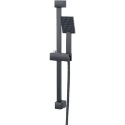 Square Shower Matte Black Handset And Hose With Slider Riser Rail Bracket -Bathroom Supplies Store 15793068 4