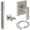 Milano Ashurst - Modern Brushed Nickel Manual Mixer Shower Valve With Hand Shower Handset Kit