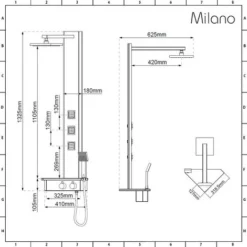 Milano Astley - Modern Corner Thermostatic Shower Tower Panel With Rainfall Shower Head&44 Hand Shower Handset And Body Jets - Chrome & Black -Bathroom Supplies Store 15876960 5