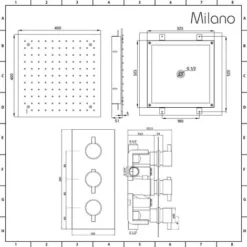 Milano Nero - Modern Black Concealed Triple Thermostatic Mixer Shower Valve With 400mm Square Ceiling Mounted Recessed Rainfall Shower Head And Hand Shower Handset Kit -Bathroom Supplies Store 15877032 4