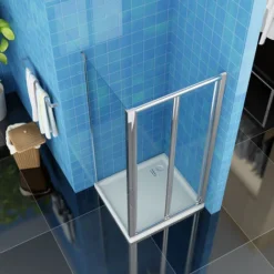 ELEGANT Bifold Shower Enclosure Glass Screen Door Cubicle + Side Panel 700 X 700 Mm -Bathroom Supplies Store 16189492 3