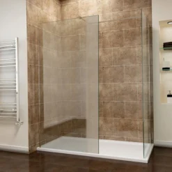 ELEGANT Walk In Shower Enclosure Wetroom Shower Glass Panel With 1200 X 760mm With Stone Tray