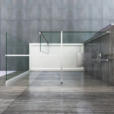 ELEGANT 1400 X 800 Mm Walk In Wetroom Shower Enclosure Panel With 300mm Flipper Panel 8mm Easy Clean Glass Shower Screen + Shower Tray 3 ELEGANT 1400 X 800 Mm Walk In Wetroom Shower Enclosure Panel With 300mm Flipper Panel 8mm Easy Clean Glass Shower Screen + Shower Tray - Image 3