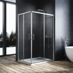 ELEGANT 900 X 800 Mm Sliding Corner Entry Shower Enclosure Door Cubicle