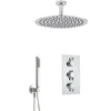 Milano Mirage - Modern 2 Outlet Triple Thermostatic Mixer Shower Valve With 300mm Ceiling Mounted Round Rainfall Shower Head And Hand Shower Handset Kit - Chrome