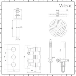 Milano Mirage - Modern 2 Outlet Triple Thermostatic Mixer Shower Valve With 300mm Ceiling Mounted Round Rainfall Shower Head And Hand Shower Handset Kit - Chrome -Bathroom Supplies Store 16594515 5