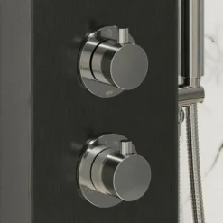 Thermostatic Brushed Black Shower Tower Panel 2 Body Jets 2 Twin Heads -Bathroom Supplies Store 16770538 5
