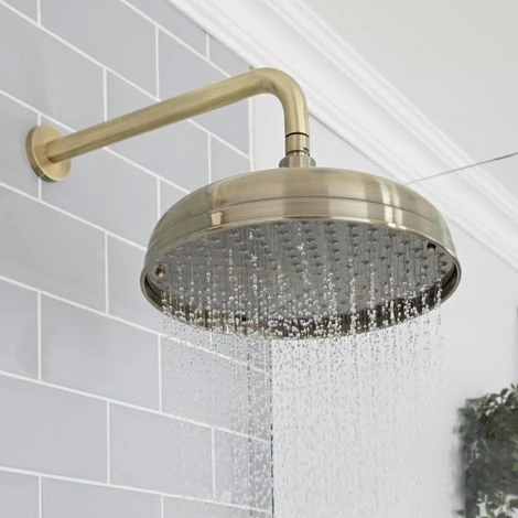 Milano Elizabeth - Traditional Wall Mounted Shower Arm For Fixed Shower Head - Brushed Gold 2 Milano Elizabeth - Traditional Wall Mounted Shower Arm For Fixed Shower Head - Brushed Gold - Image 2