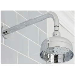 Bathroom Supplies Store 27 Milano Elizabeth - Traditional Round Fixed Apron Rainfall Shower Head With Wall Mounted Arm - Chrome (155mm Head)