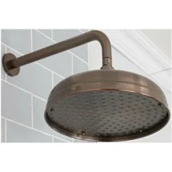 Milano Elizabeth - Traditional Round Fixed Apron Rainfall Shower Head With Wall Mounted Arm - Oil Rubbed Bronze (300mm Head)