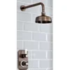 Milano Elizabeth - Traditional Twin Thermostatic Mixer Shower Valve With Round Fixed Rainfall Shower Head And Wall Mounted Shower Arm - Oil Rubbed Bronze
