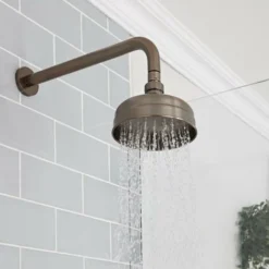 Milano Elizabeth - Traditional Twin Thermostatic Mixer Shower Valve With Round Fixed Rainfall Shower Head And Wall Mounted Shower Arm - Oil Rubbed Bronze -Bathroom Supplies Store 17034813 3