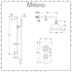 Milano Elizabeth - Traditional 2 Outlet Twin Diverter Thermostatic Mixer Shower Valve With Round Rainfall Shower Head And Riser Rail Kit - Brushed Gold -Bathroom Supplies Store 17034829 5