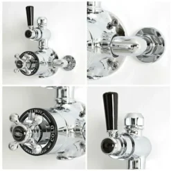 Milano Elizabeth - Traditional Grand Rigid Riser With 1 Outlet Twin Exposed Thermostatic Mixer Shower Valve And Round Rainfall Shower Head - Chrome & Black -Bathroom Supplies Store 17034833 4