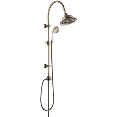 Retro Shower Column Wallmounted Rainfall + Handshower Antique Brass Finishing 1 Retro Shower Column Wallmounted Rainfall + Handshower Antique Brass Finishing