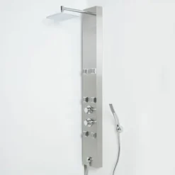 Milano Easton - Modern Exposed Thermostatic Shower Tower Panel With Rainfall Shower Head&44 Hand Shower Handset & Body Jets - Chrome