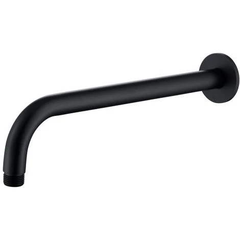 Solar Matt Black 380mm Round Wall Mounted Shower Arm 1 Solar Matt Black 380mm Round Wall Mounted Shower Arm